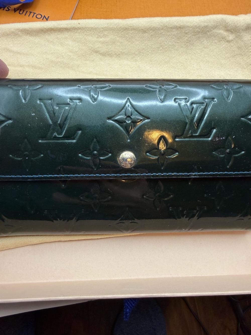 Louis Vuitton Dark Green Vernis Monogram Continental Wallet